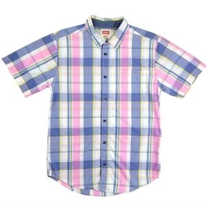 Wrangler Boy pastel plaid button Down Size XL 14/16